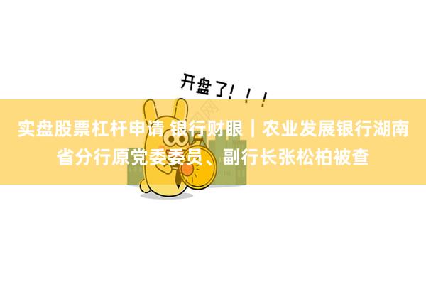 实盘股票杠杆申请 银行财眼｜农业发展银行湖南省分行原党委委员、副行长张松柏被查