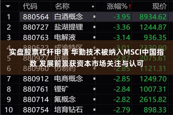 实盘股票杠杆申请 华勤技术被纳入MSCI中国指数 发展前景获资本市场关注与认可